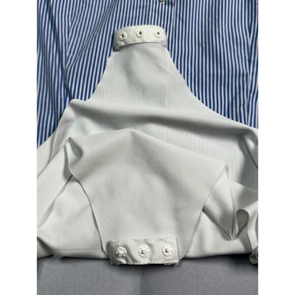 NWOT - ZARA Classic Blue/White Striped Button Up Long Sleeve Bodysuit, Sz XS - Picture 6 of 10